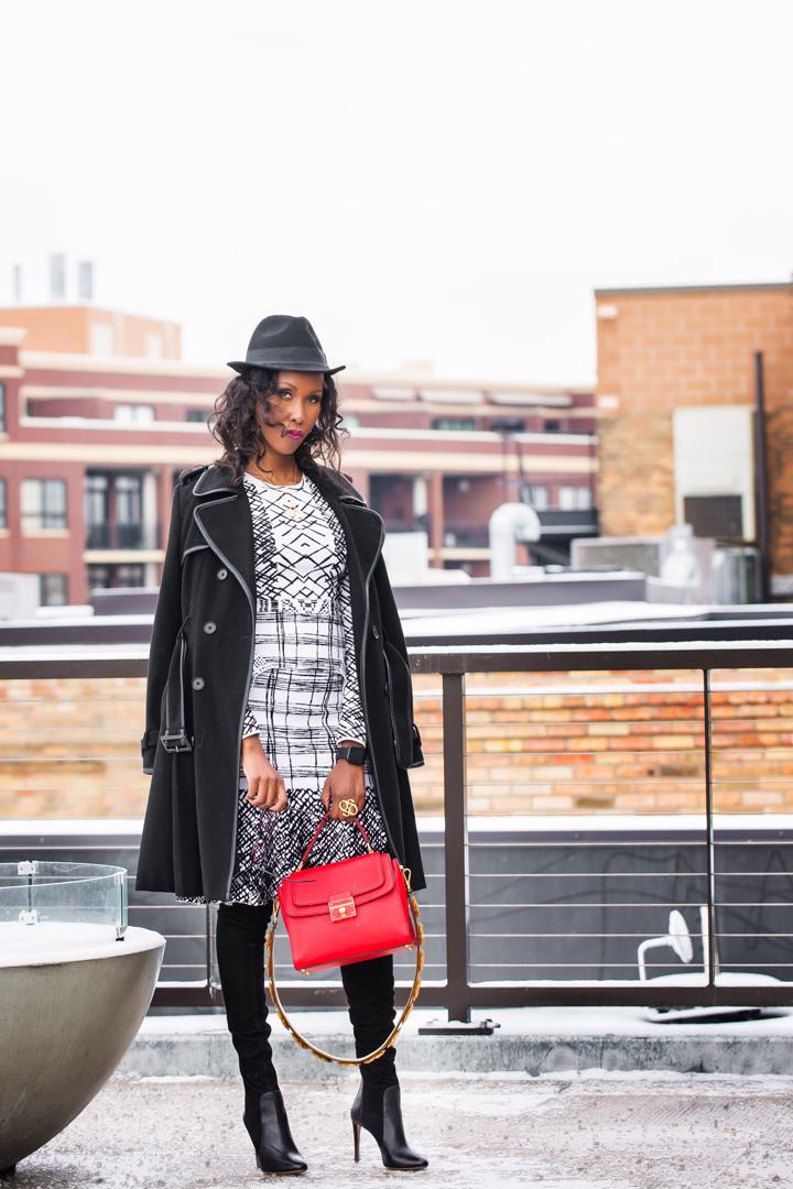 BCBG-Coat-Dress-Hat-Dolce-and-Gabbana-Bag-Aquazurra-Boots-Dalasini-Gold-Monogram-Ring
