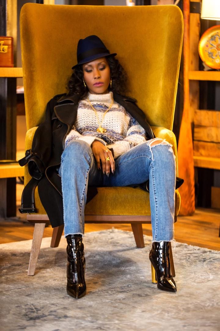 BCBG-Coat-Sweater-Hat-J.Crew-Jeans-Guiseppe-Zanotti-Boots-Dalasini-Bulawayo-Gold-Shield-Pendant-Necklace