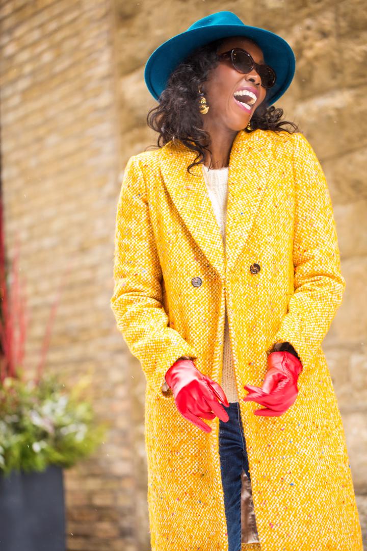 J.Crew-Coat-Sweater-Jeans-Sunglasses-BCBG-Hat-Gloves-Dalasini-Turkana-Gold-Maasai-Earrings