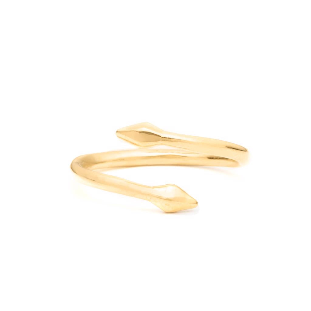 Dalasini Bulawayo Gold Double Tip Wrap Spear Ring Front