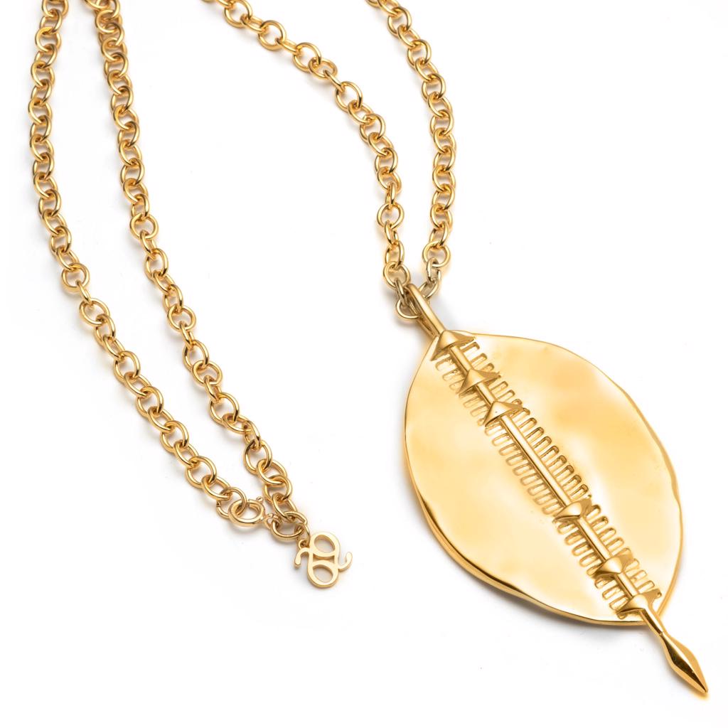 Dalasini Bulawayo Gold Shield Necklace Flat