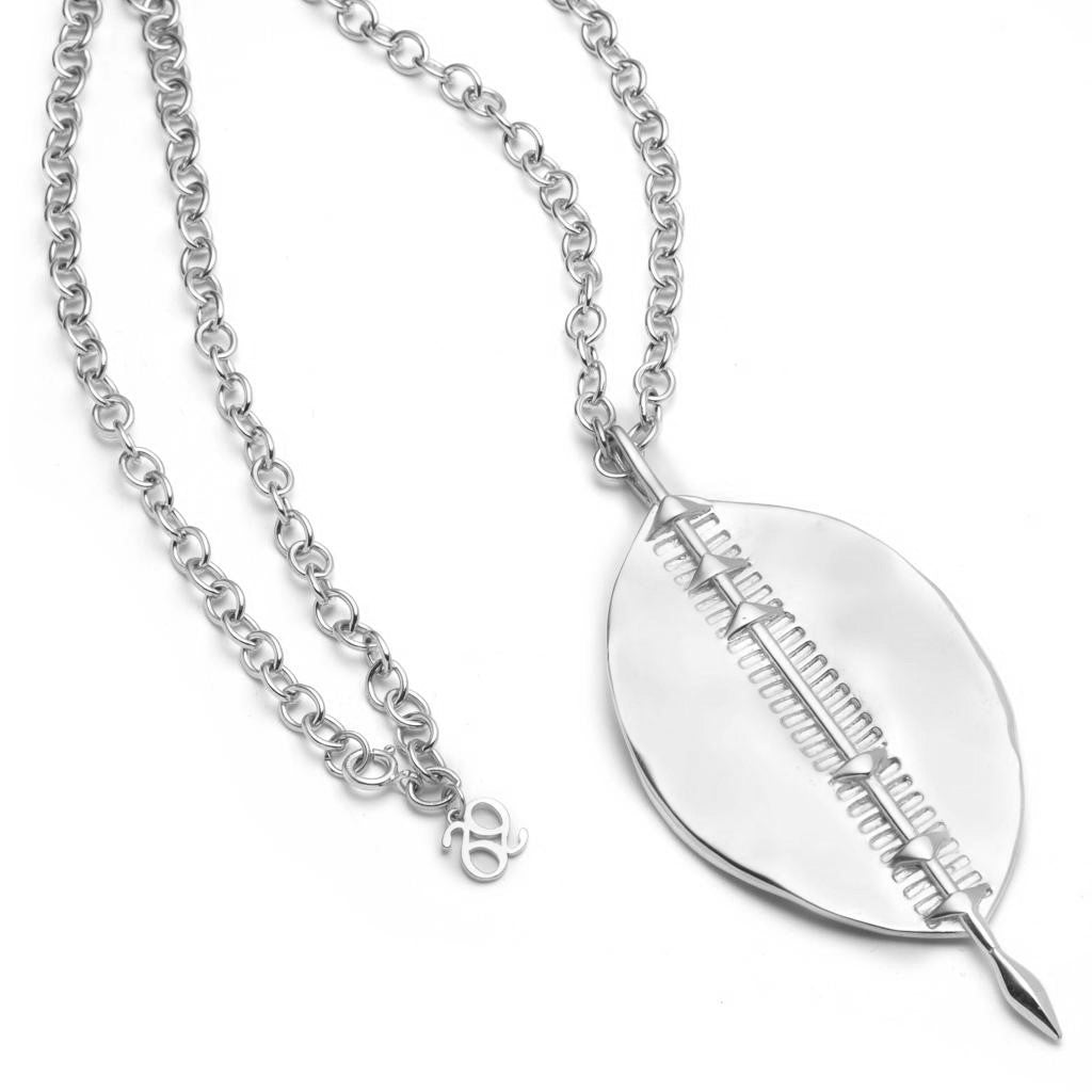 Dalasini Bulawayo Sterling Silver Shield Necklace Flat