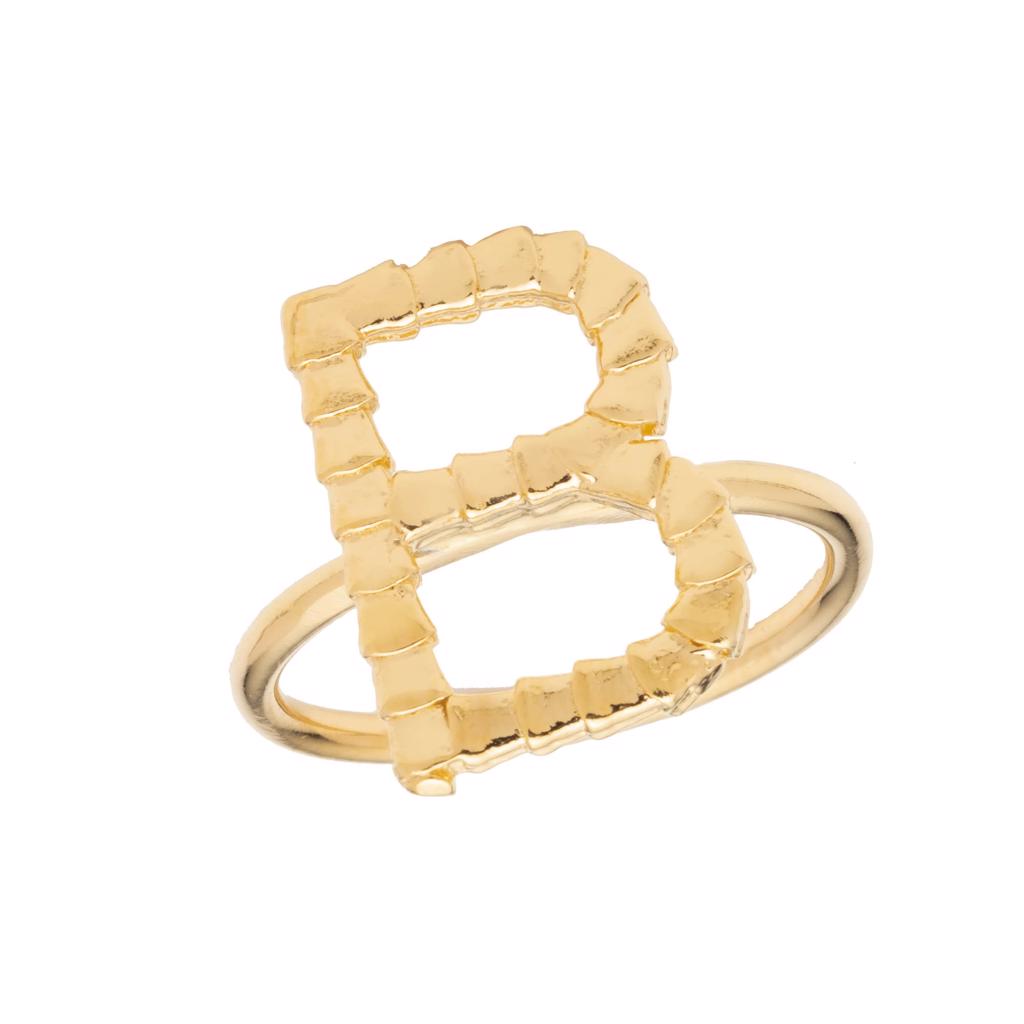 Dalasini Isiro Gold Vertebrae Ring Letter B
