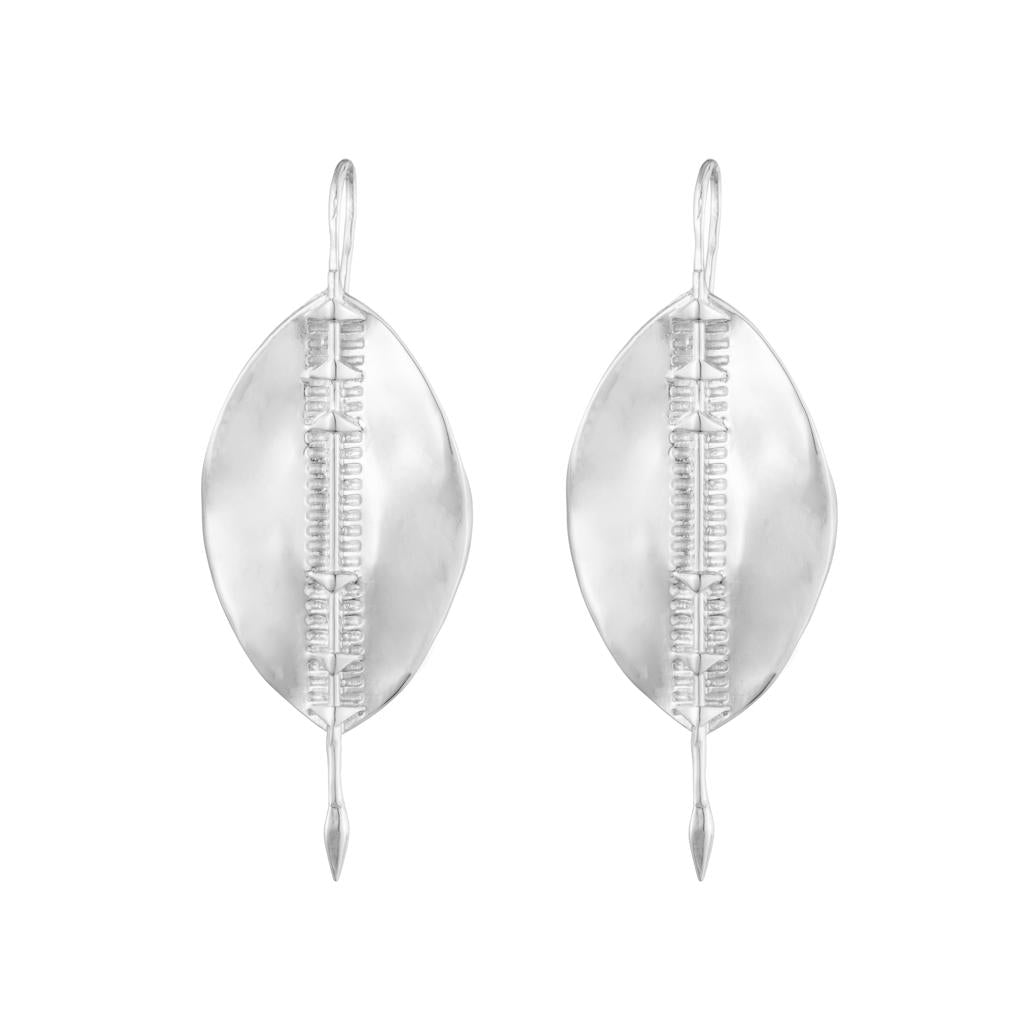 Dalasini Bulawayo Sterling Silver Shield Earrings Front