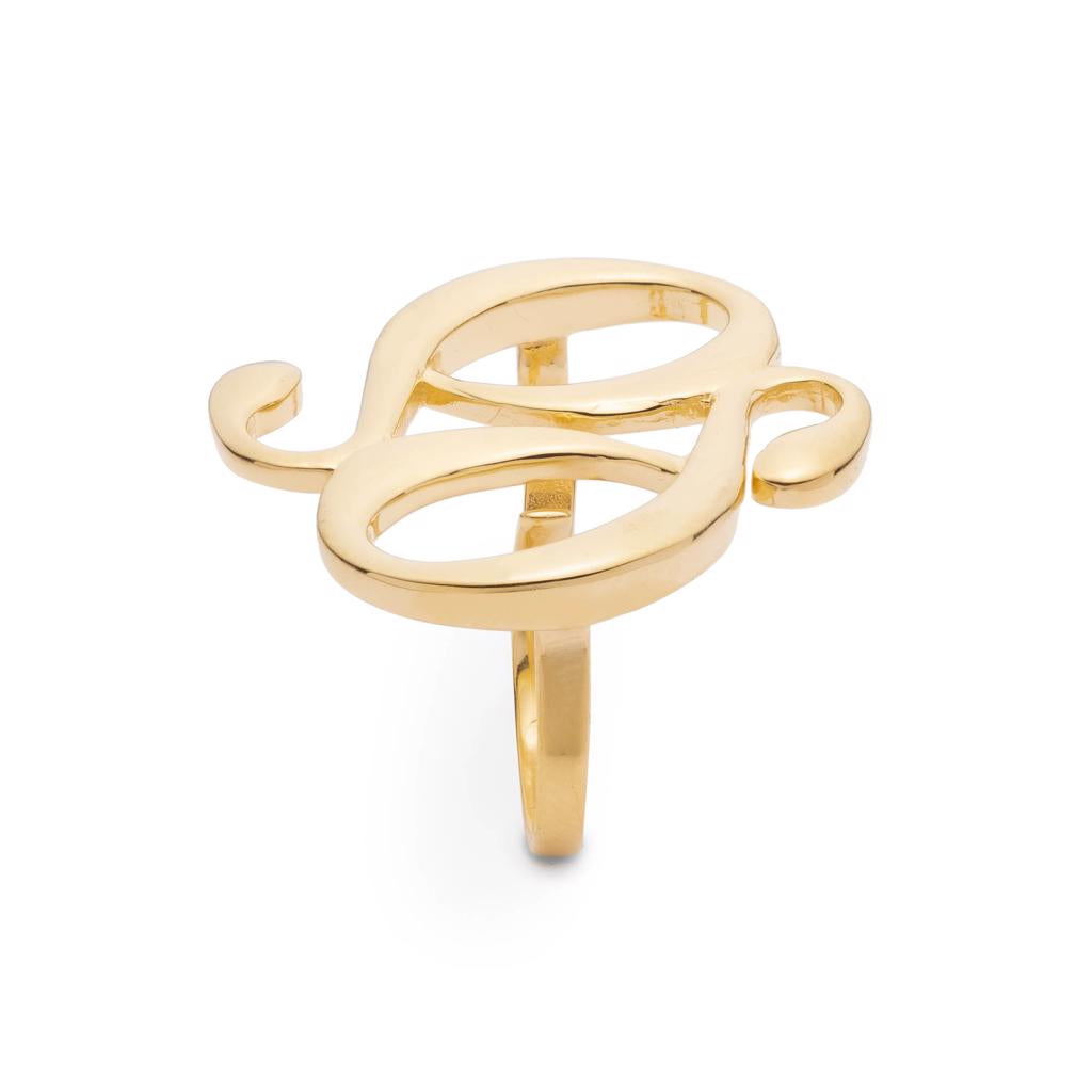 Dalasini Monogram Gold Double Ring Side