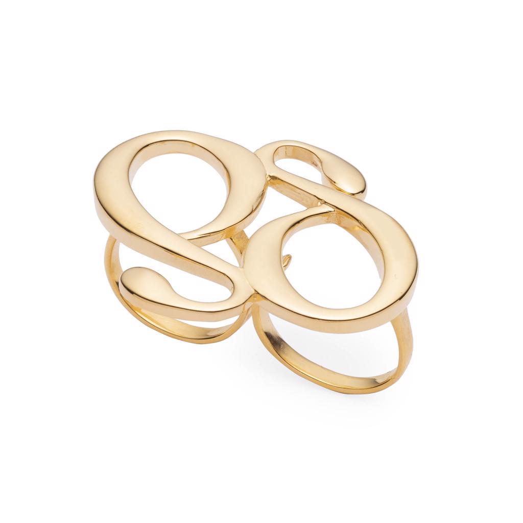 Dalasini Monogram Gold Double Ring Top