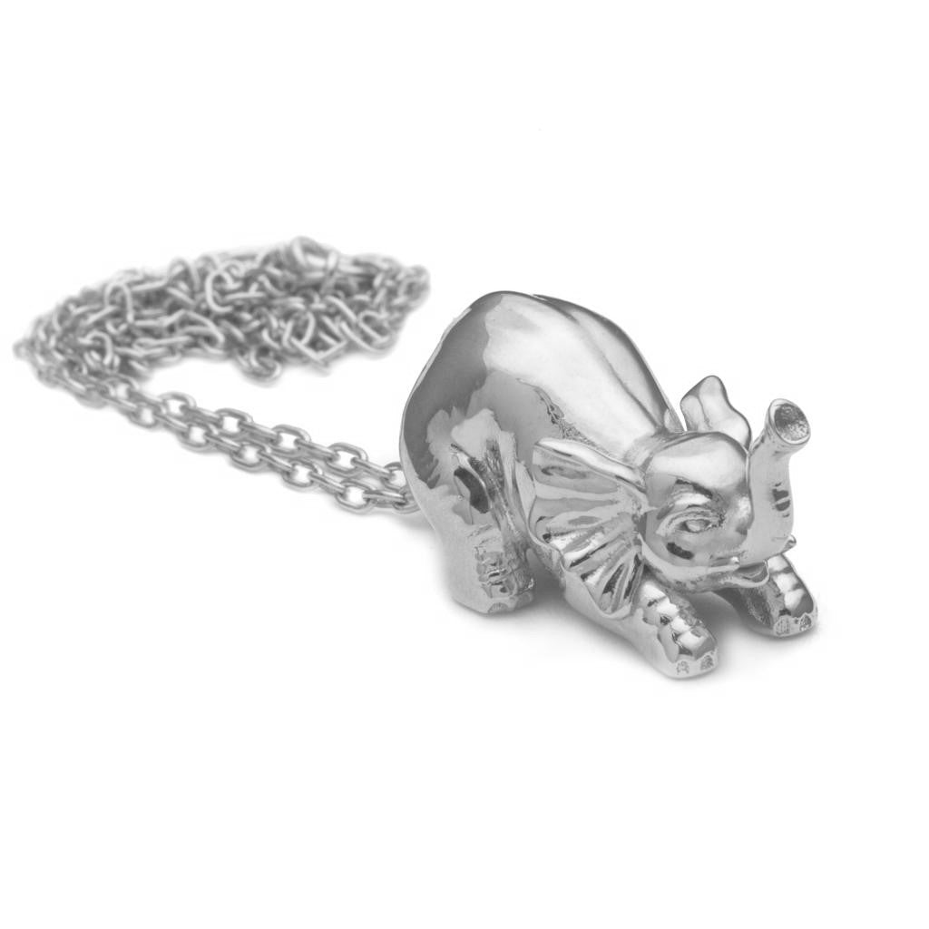 Dalasini Selous Sterling Silver Elephant Pendant Necklace Angle