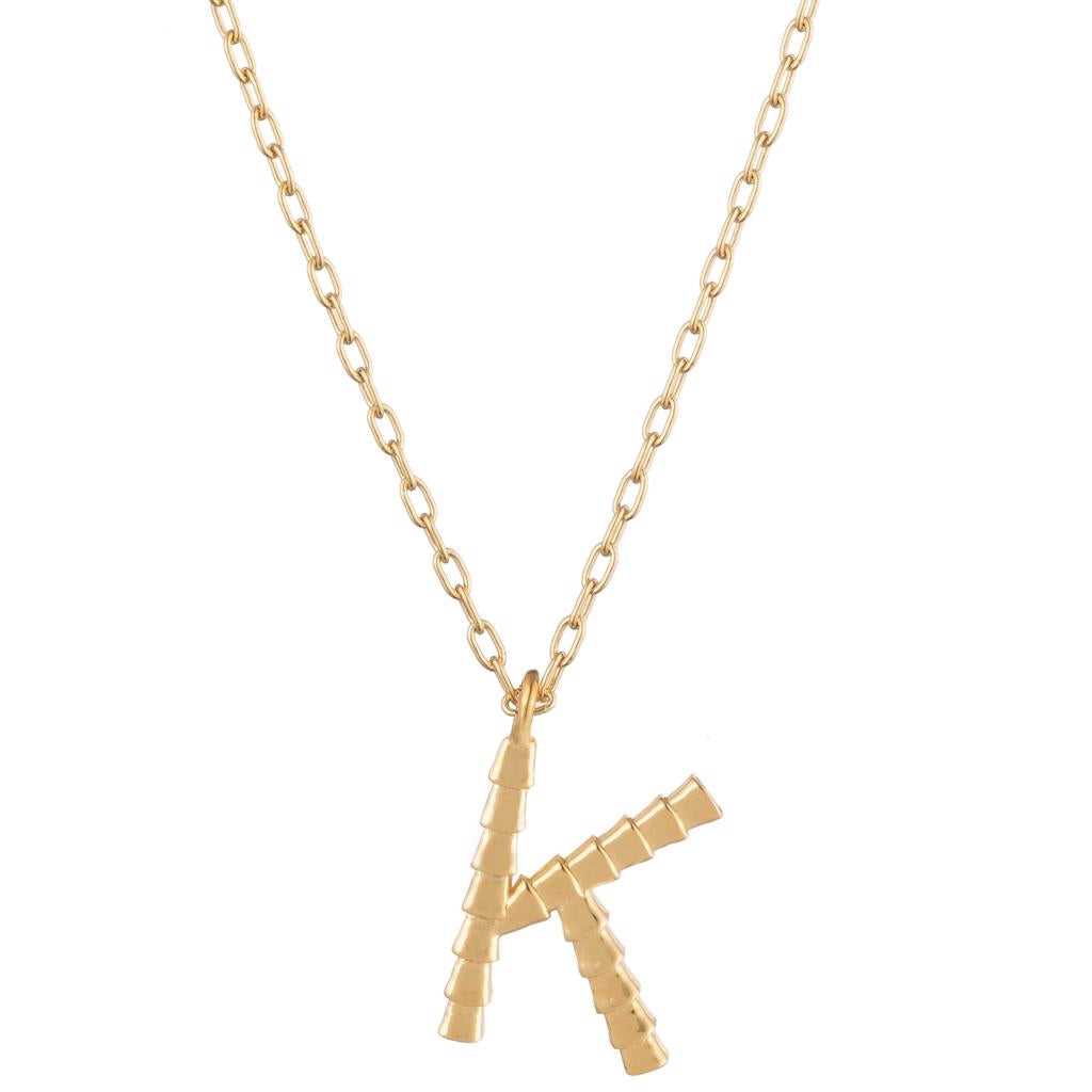 Dalasini Isiro Gold Vertebrae Charm Necklace Letter K
