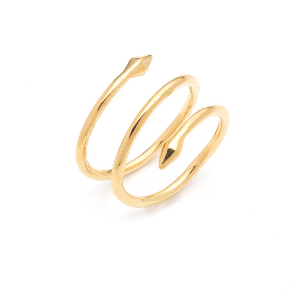 Dalasini Bulawayo Gold Double Tip Spiral Spear Ring Angle
