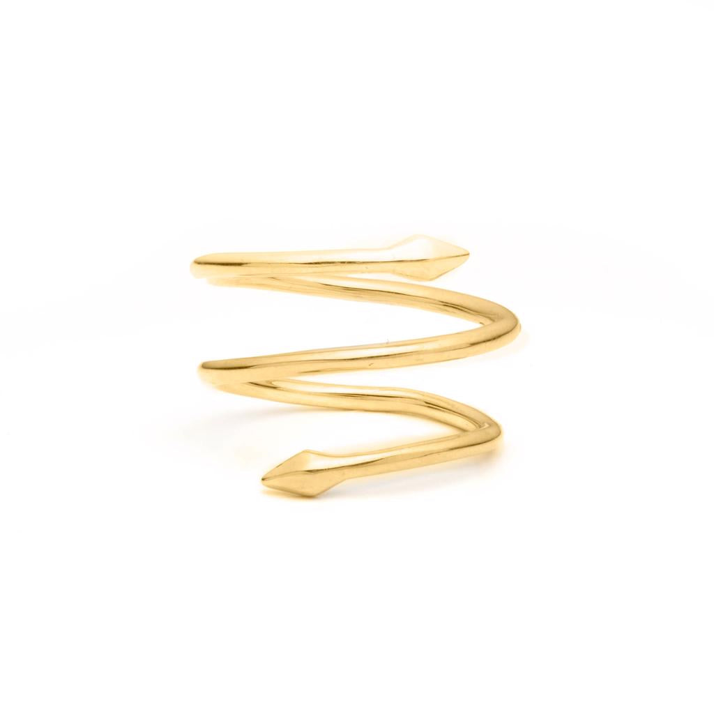 Dalasini Bulawayo Gold Double Tip Spiral Spear Ring Front
