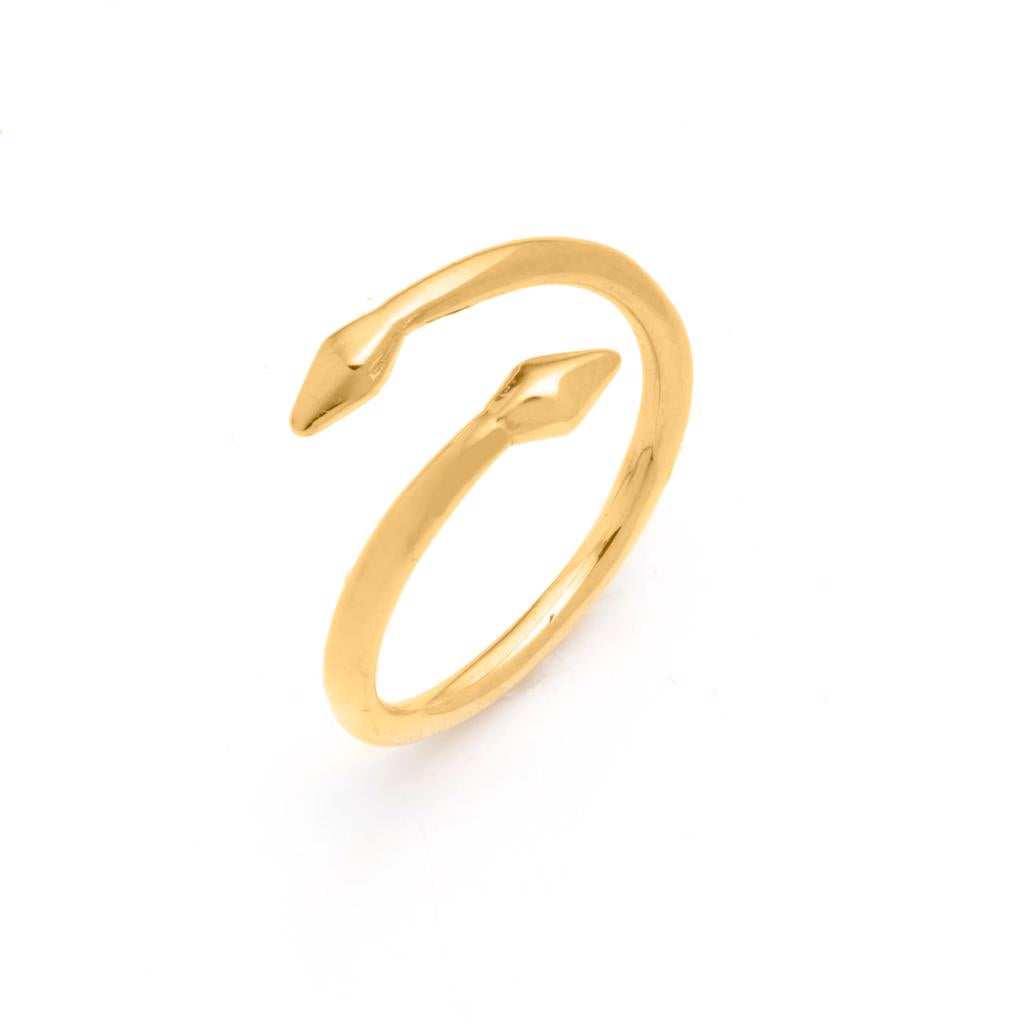 Dalasini Bulawayo Gold Double Tip Wrap Spear Ring Angle