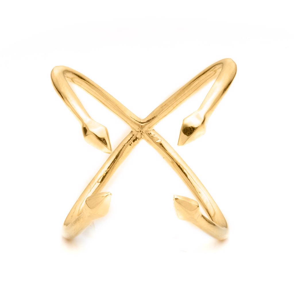 Dalasini Bulawayo Gold Quadruple Tip Spear Ring Angle