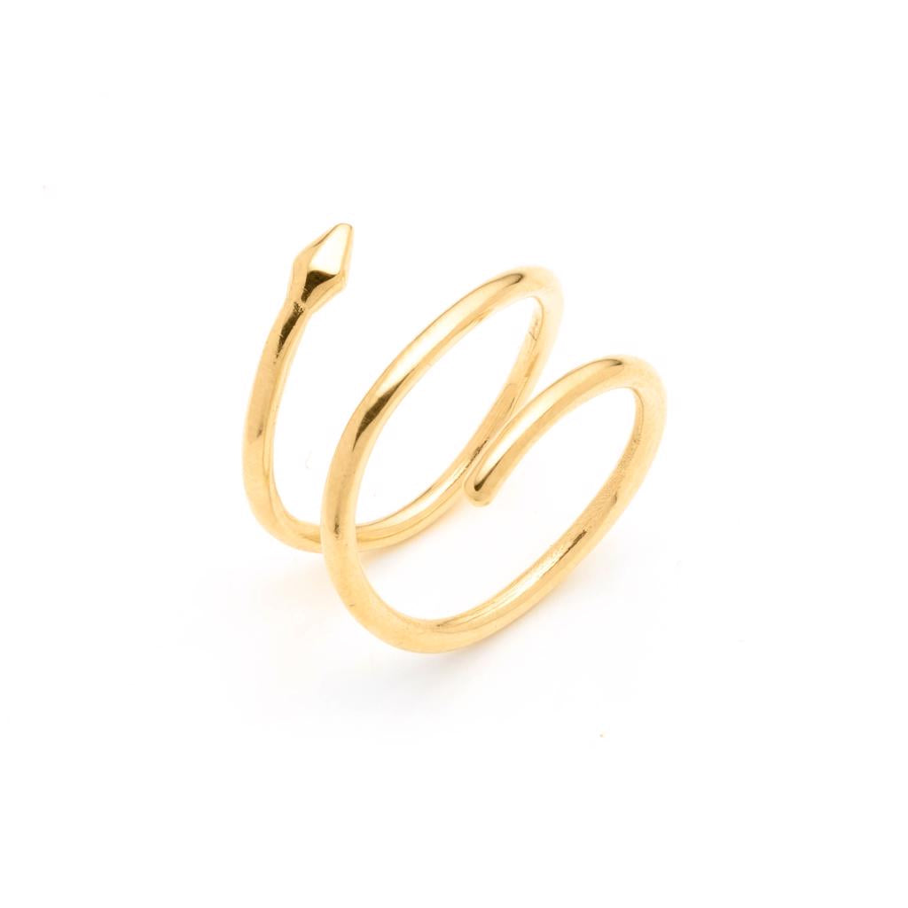 Dalasini Bulawayo Gold Single Tip Spiral Spear Ring Angle