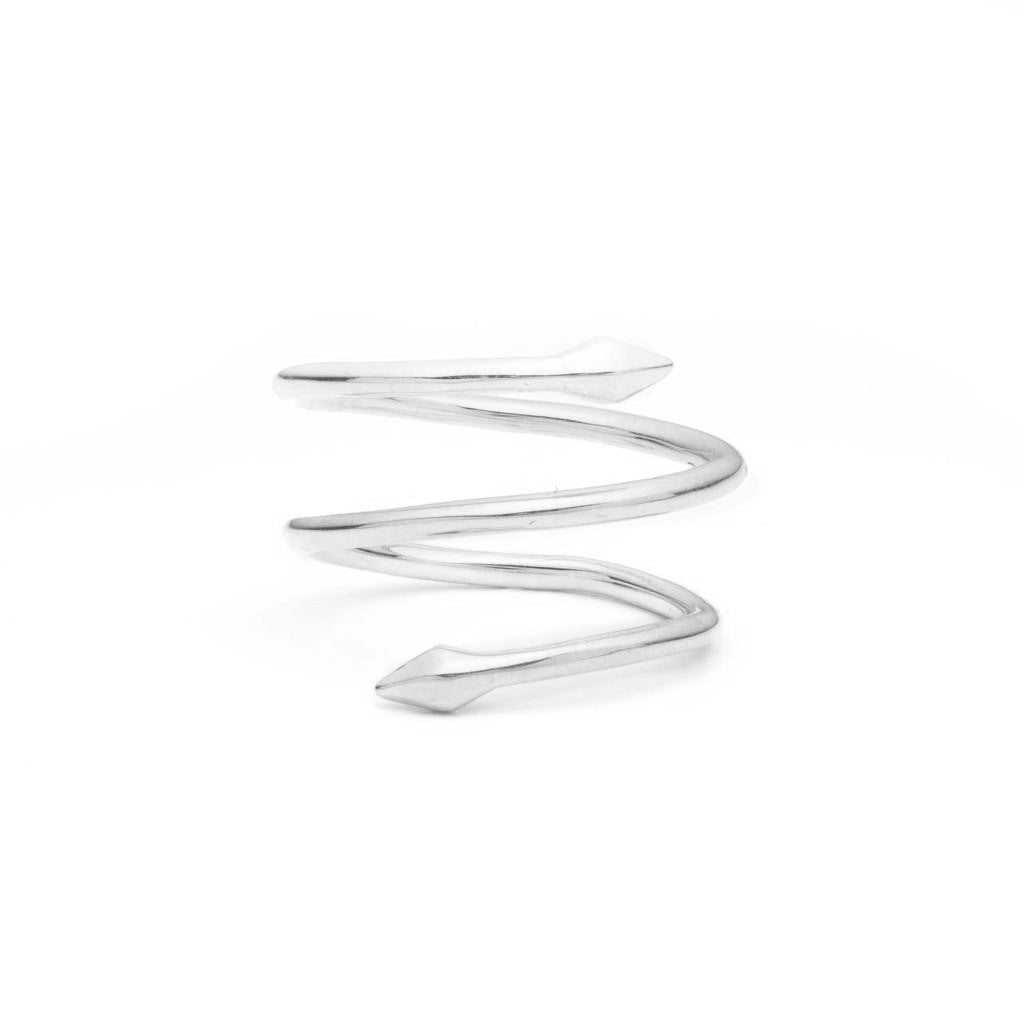 Dalasini Bulawayo Sterling Silver  Double Tip Spiral Spear Ring Front