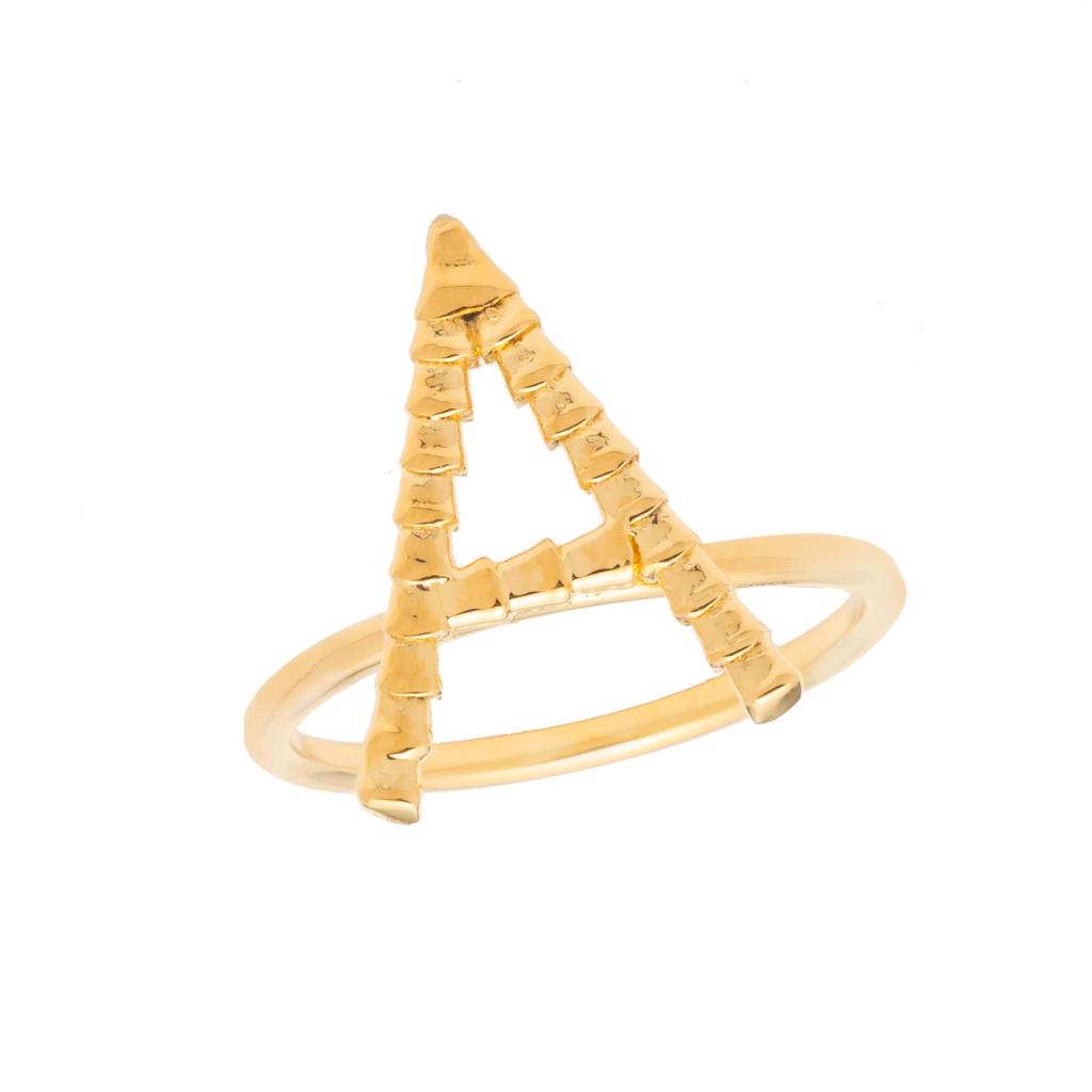 Dalasini Isiro Gold Vertebrae Ring Letter A