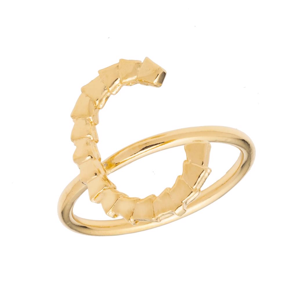 Dalasini Isiro Gold Vertebrae Ring Letter C
