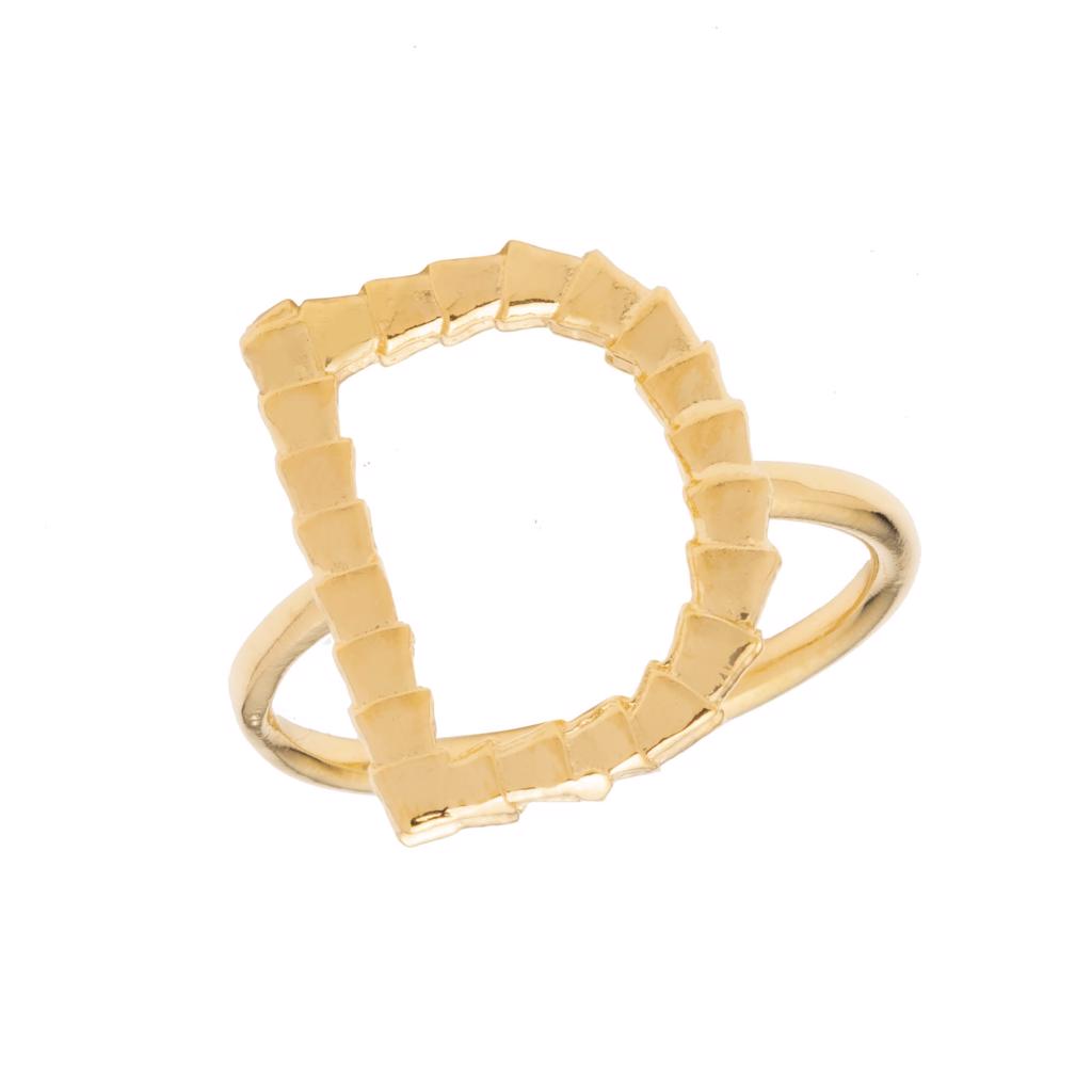 Dalasini Isiro Gold Vertebrae Ring Letter D