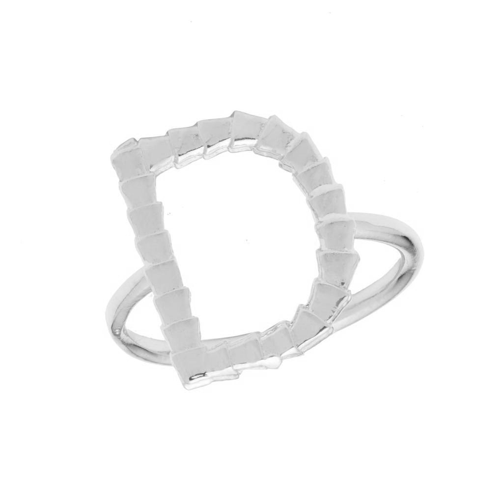 Isiro Sterling Silver Vertebrae Letter Ring