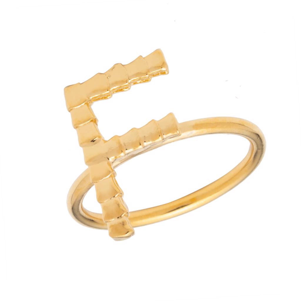 Dalasini Isiro Gold Vertebrae Ring Letter F