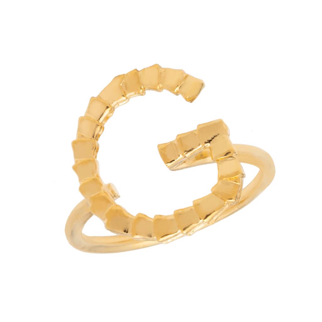 Dalasini Isiro Gold Vertebrae Ring Letter G