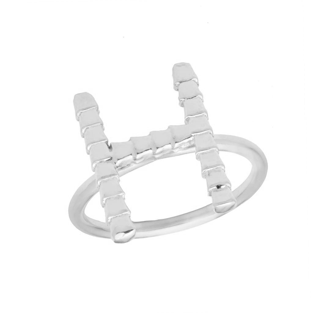 Isiro Sterling Silver Vertebrae Letter Ring