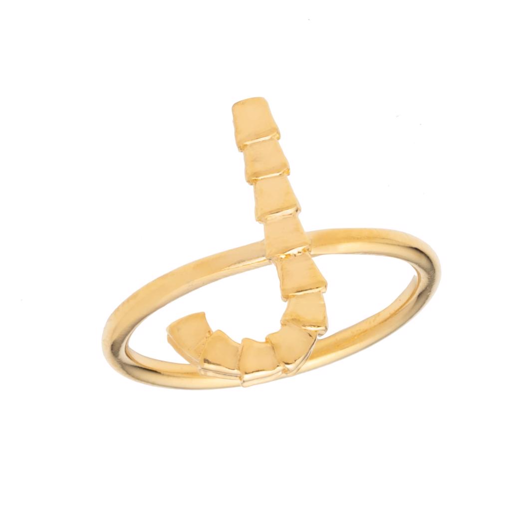 Dalasini Isiro Gold Vertebrae Ring Letter J