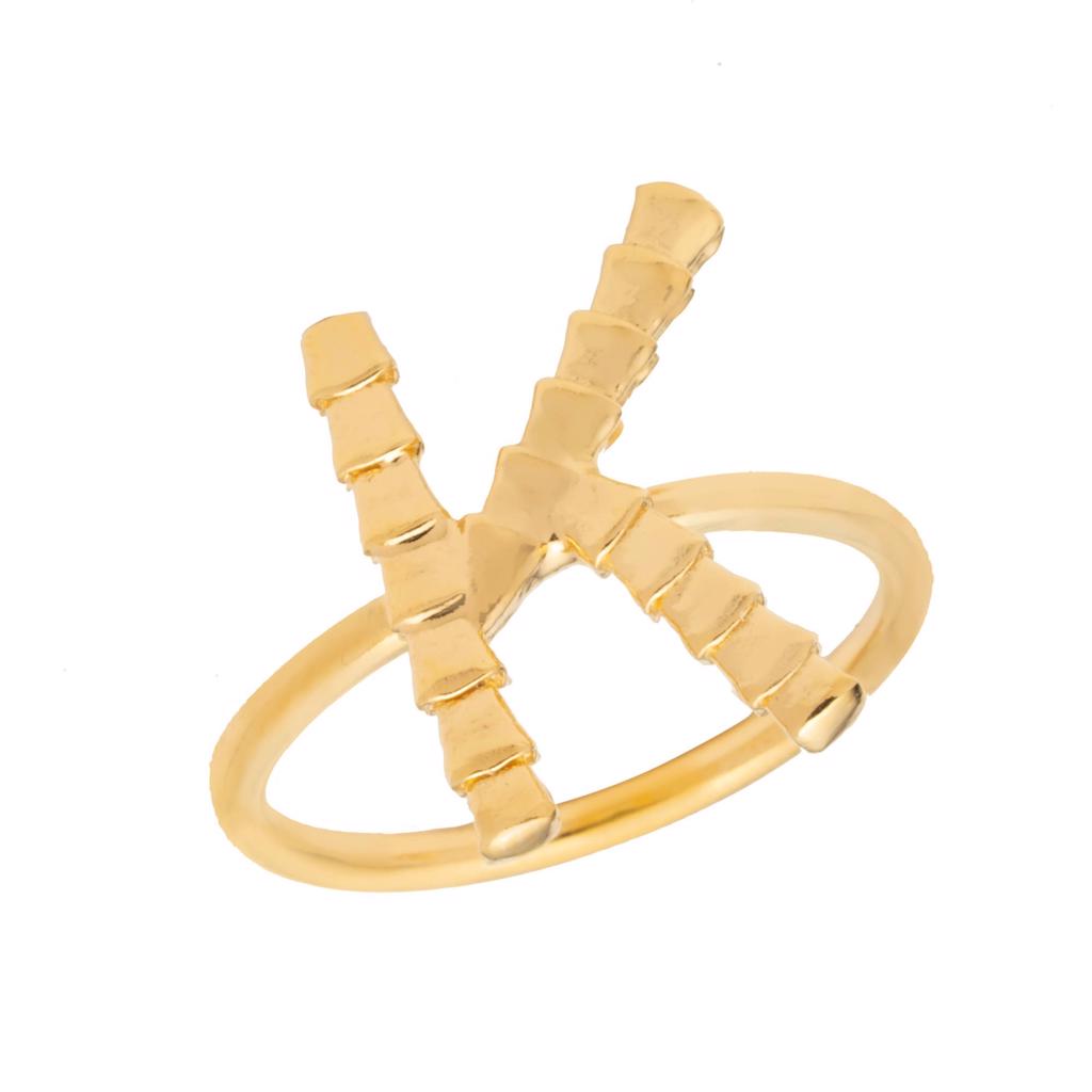 Dalasini Isiro Gold Vertebrae Ring Letter K
