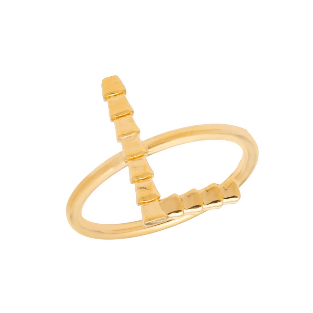 Dalasini Isiro Gold Vertebrae Ring Letter L