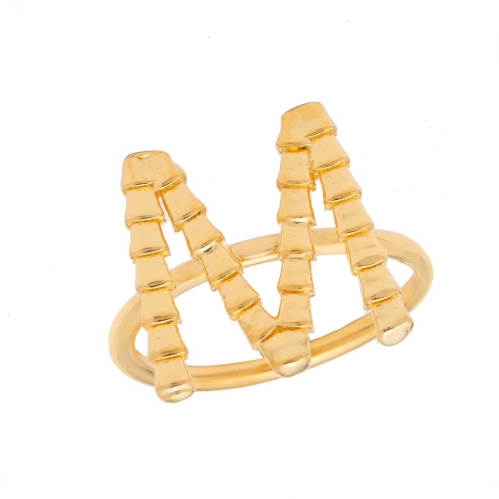 Dalasini Isiro Gold Vertebrae Ring Letter M