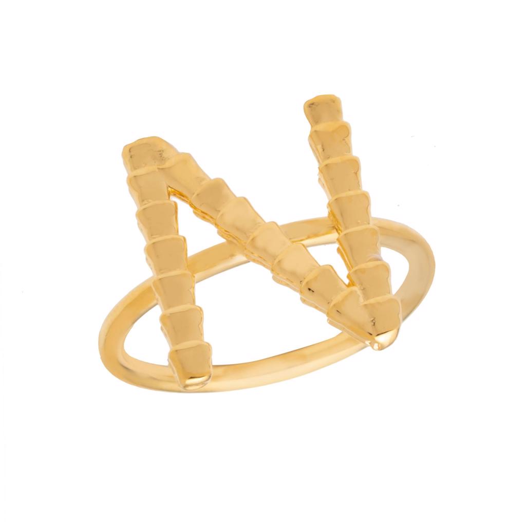 Dalasini Isiro Gold Vertebrae Ring Letter N