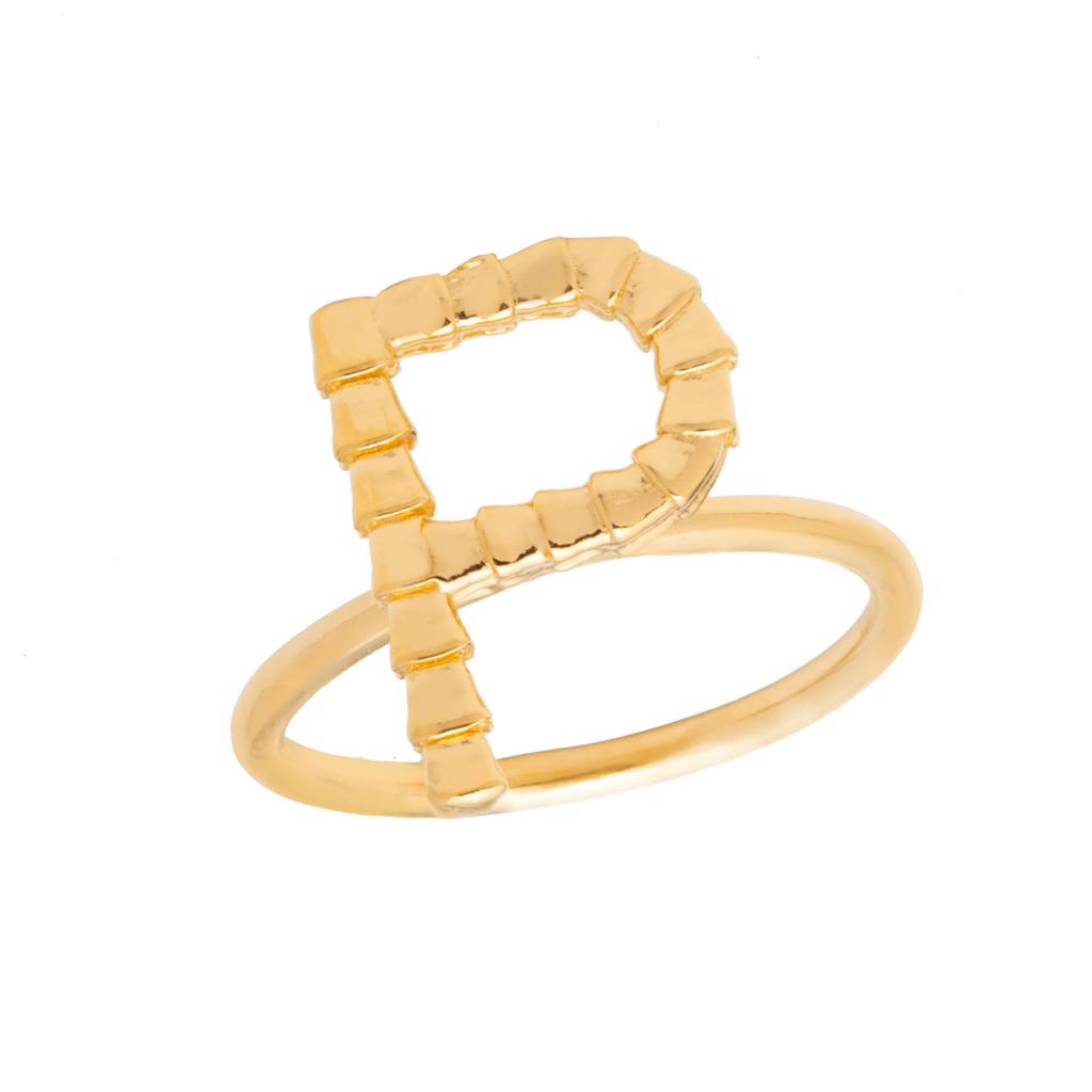 Dalasini Isiro Gold Vertebrae Ring Letter P
