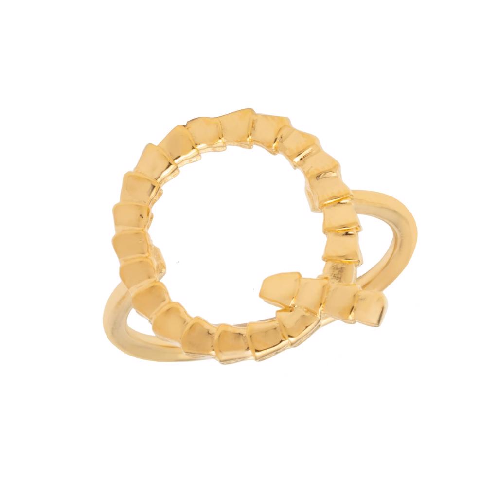 Dalasini Isiro Gold Vertebrae Ring Letter Q