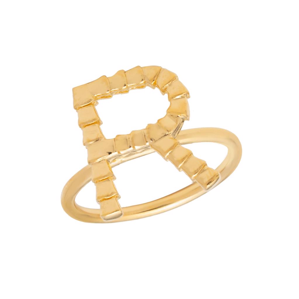Dalasini Isiro Gold Vertebrae Ring Letter R