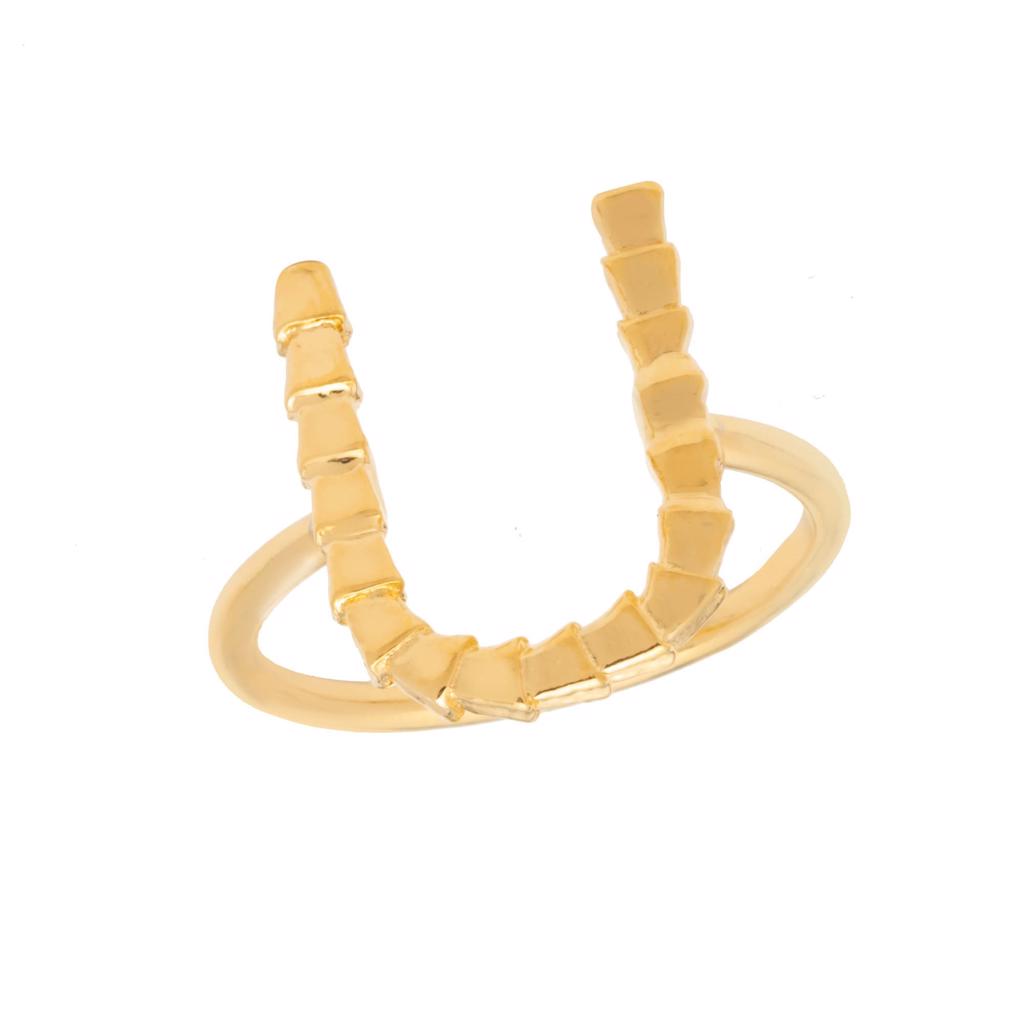 Dalasini Isiro Gold Vertebrae Ring Letter U