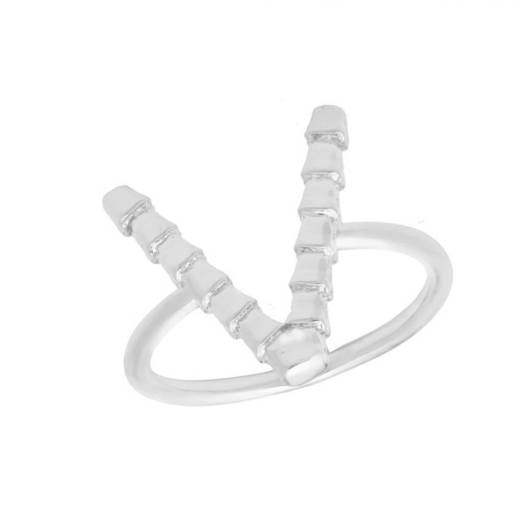 Isiro Sterling Silver Vertebrae Letter Ring