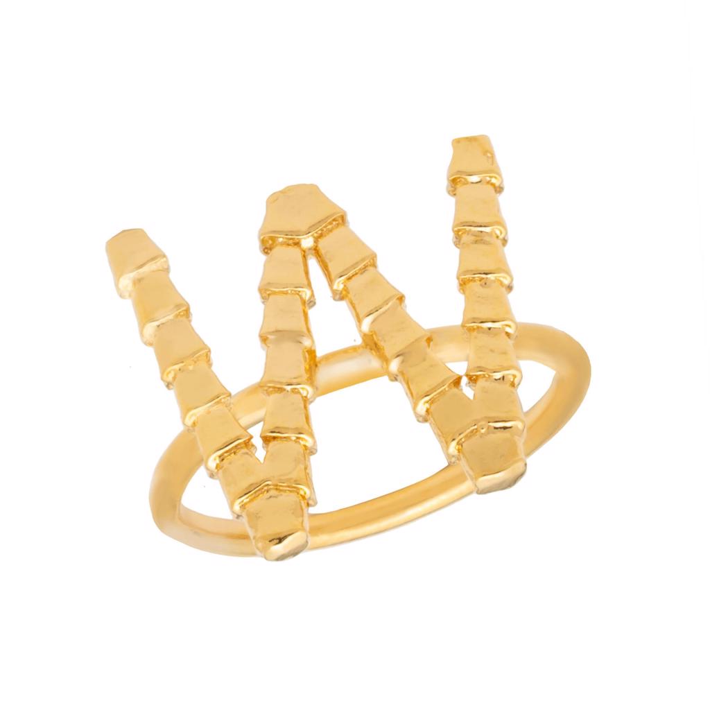 Dalasini Isiro Gold Vertebrae Ring Letter W
