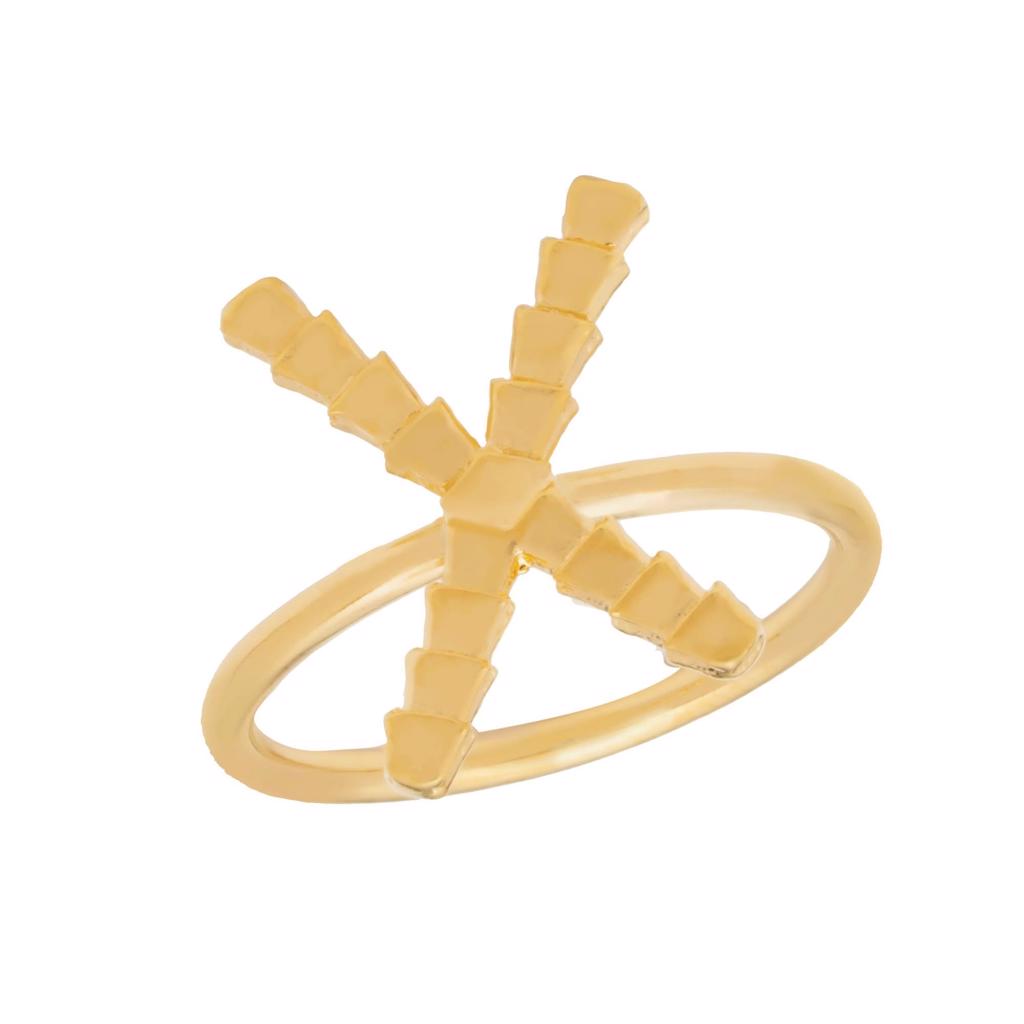 Dalasini Isiro Gold Vertebrae Ring Letter X