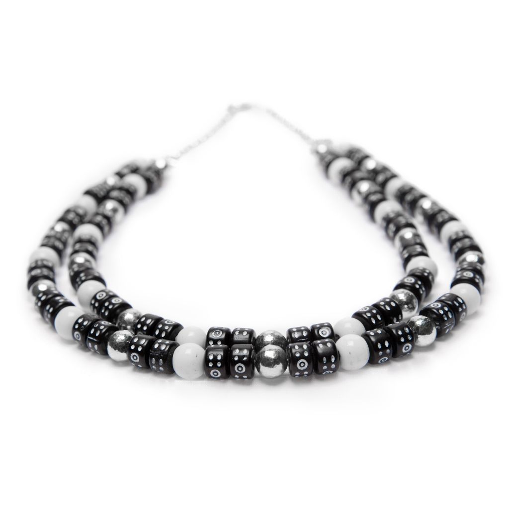 Dalasini Accra Sterling Silver and Peking Glass Bead Necklace Close Up