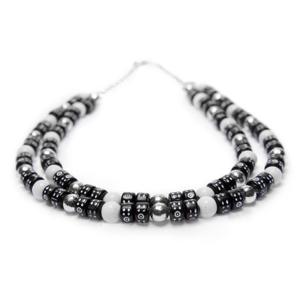 Dalasini Accra Sterling Silver and Peking Glass Bead Necklace Top