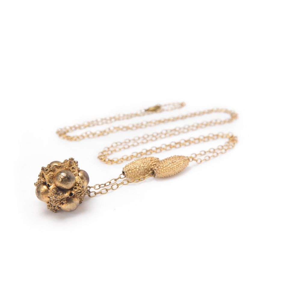 Dalasini Addis Ababa Vintage Brass Pendant Necklace Close Up