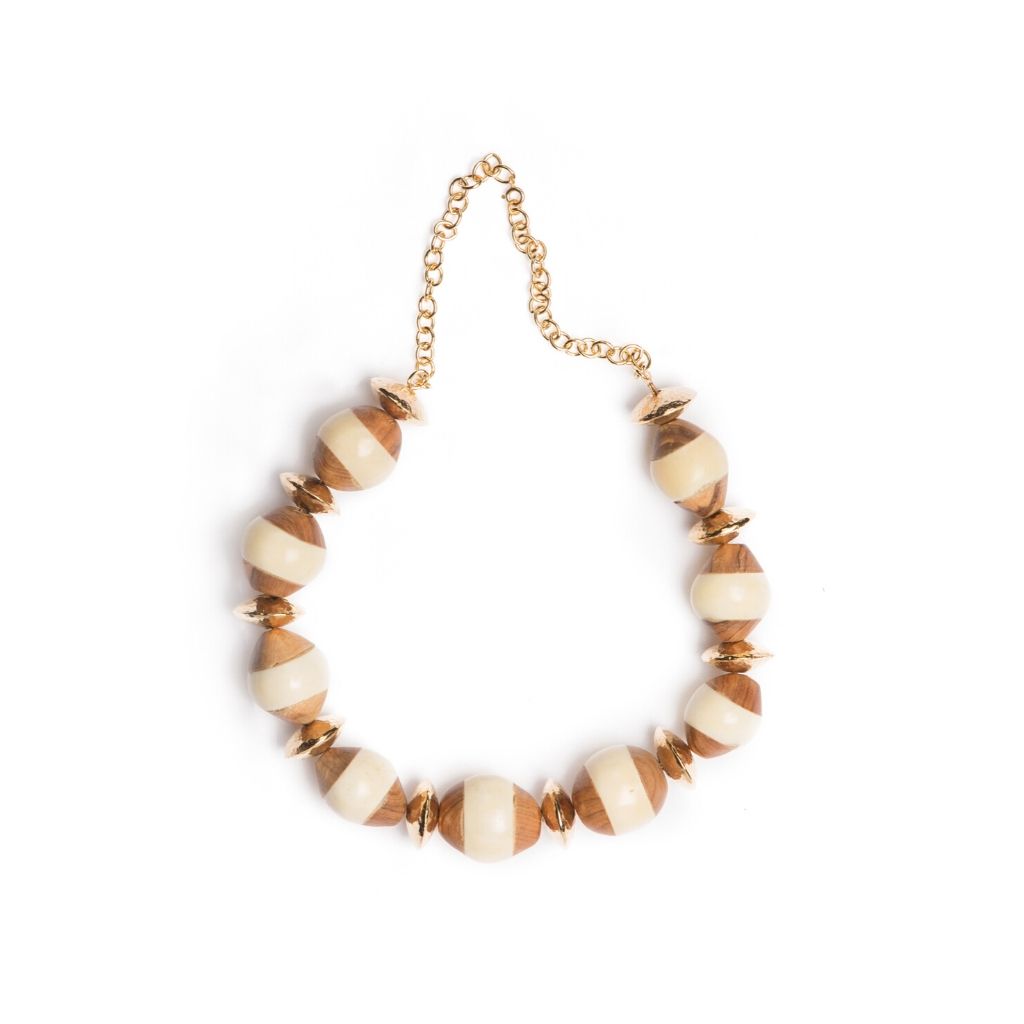 Dalasini Assal Bone and Wood Bead Necklace Top