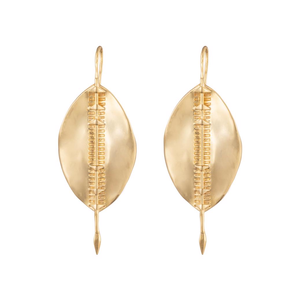 Dalasini Bulawayo Gold Shield Earrings Front