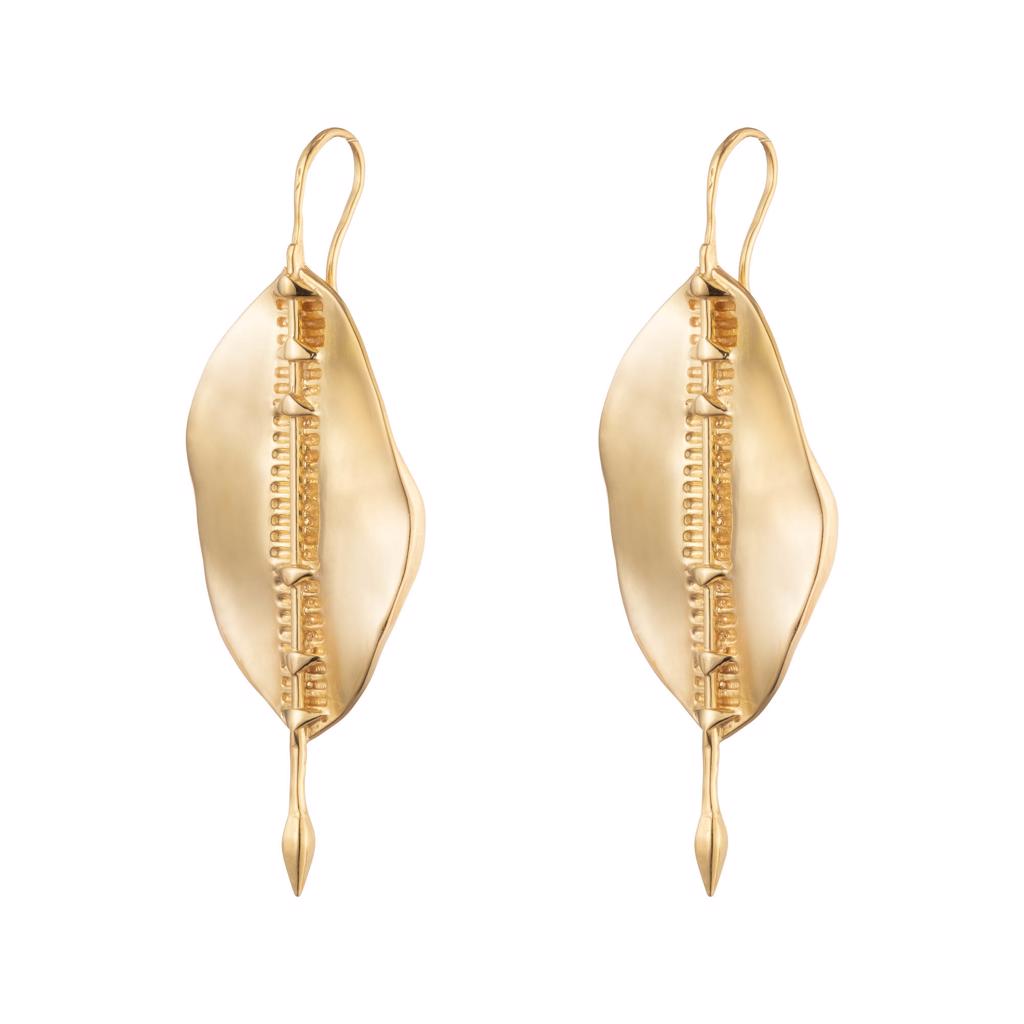 Dalasini Bulawayo Gold Shield Earrings Front