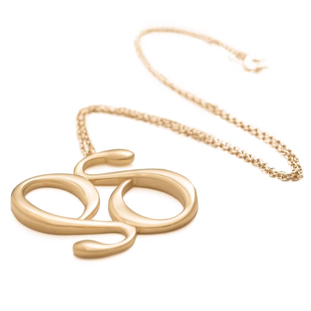 Dalasini Gold Monogram Pendant Necklace Flat