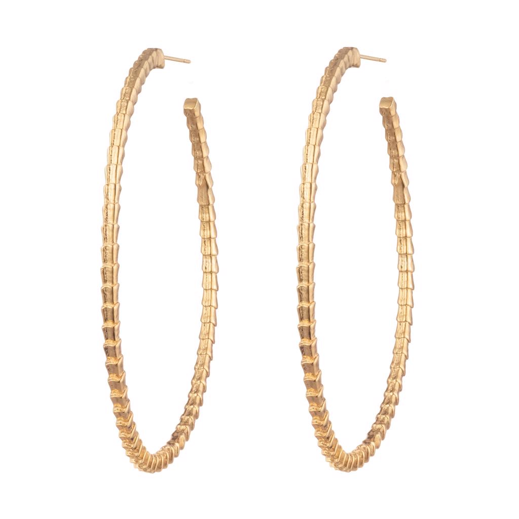 Dalasini Isiro Gold Vertebrae 2 Inch Hoops Front