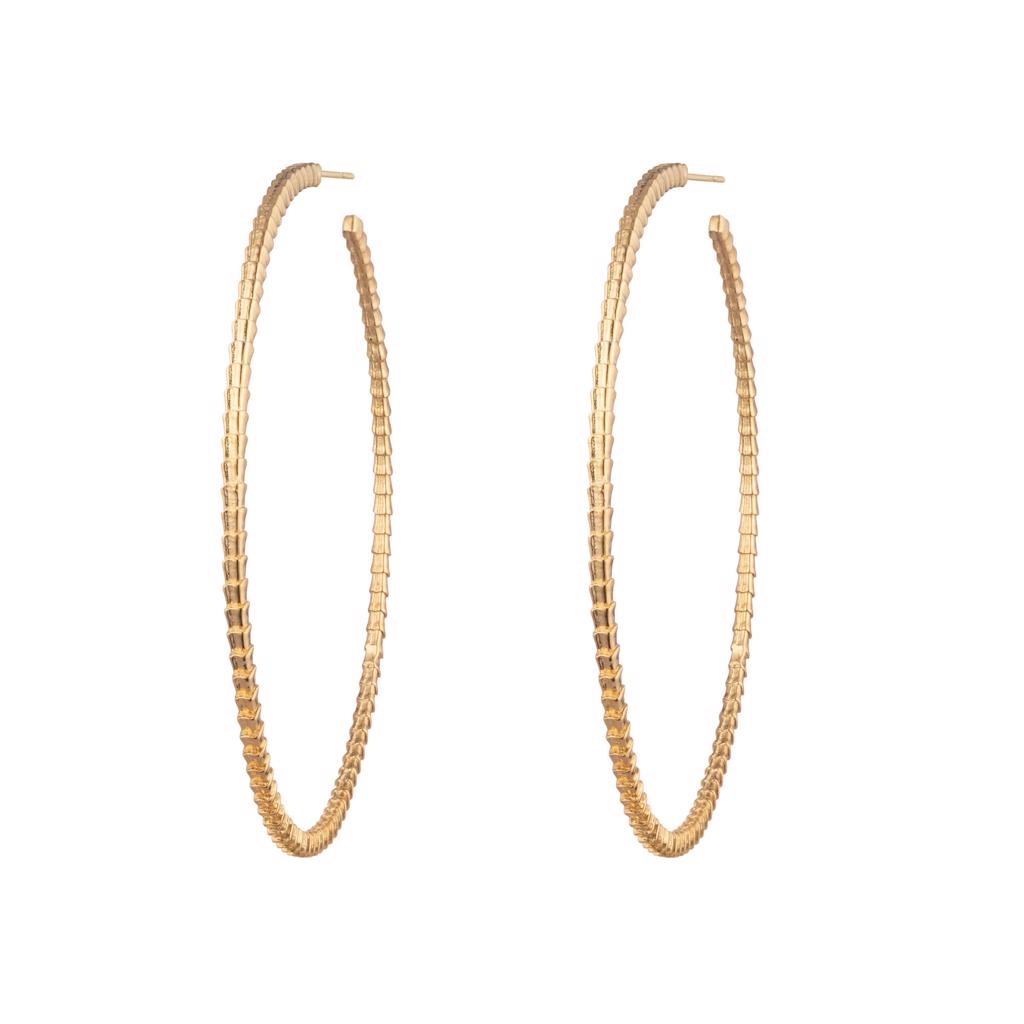 Dalasini Isiro Gold Vertebrae 3 Inch Hoops Front