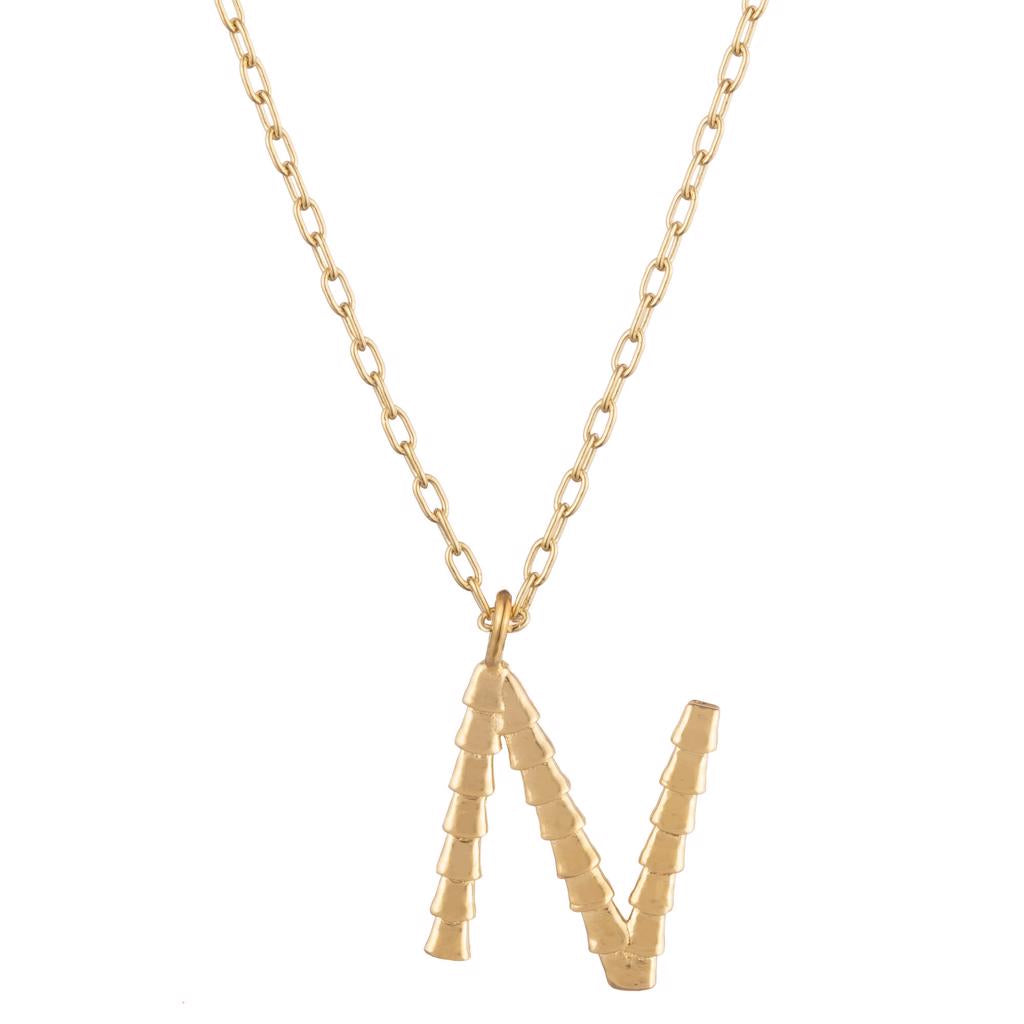 Dalasini Isiro Gold Vertebrae Charm Letter N