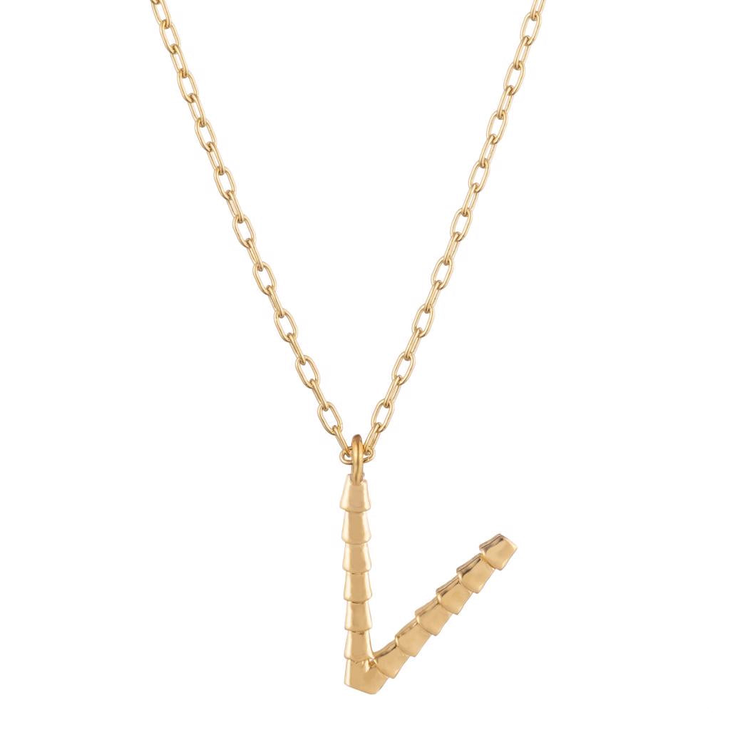 Dalasini Isiro Gold Vertebrae Charm Letter V