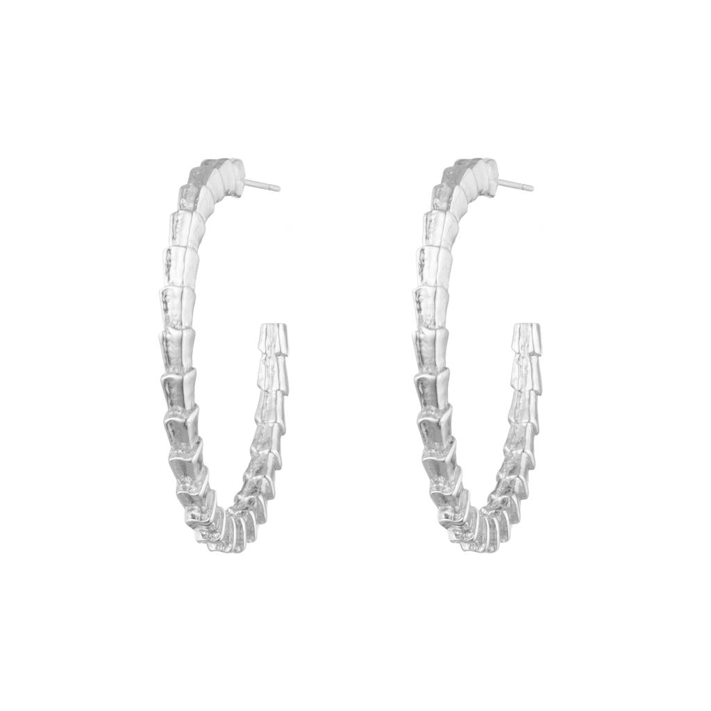 Dalasini Isiro Sterling Silver Vertebrae 1 Inch Hoops Front