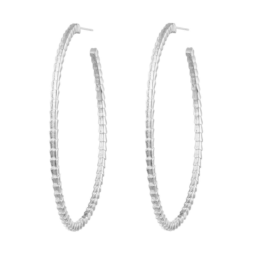 Dalasini Isiro Sterling Silver Vertebrae 2 Inch Hoops Front